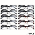 Reading Glasses – Ten-Pair Ultra-Light Square Reader Set in Black and Gradient Browns in Ten-Frame Mix