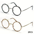Reading Glasses 2-Pack Round Metal Frames with Spring Hinges, Case, Cleaning Cloth and +1.00 to +4.00 Options