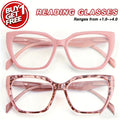 Reading Glasses 2-Pack Oversized Pink PC Frames with Spring Temples, Lens Design and +1.00 to +4.00 Options