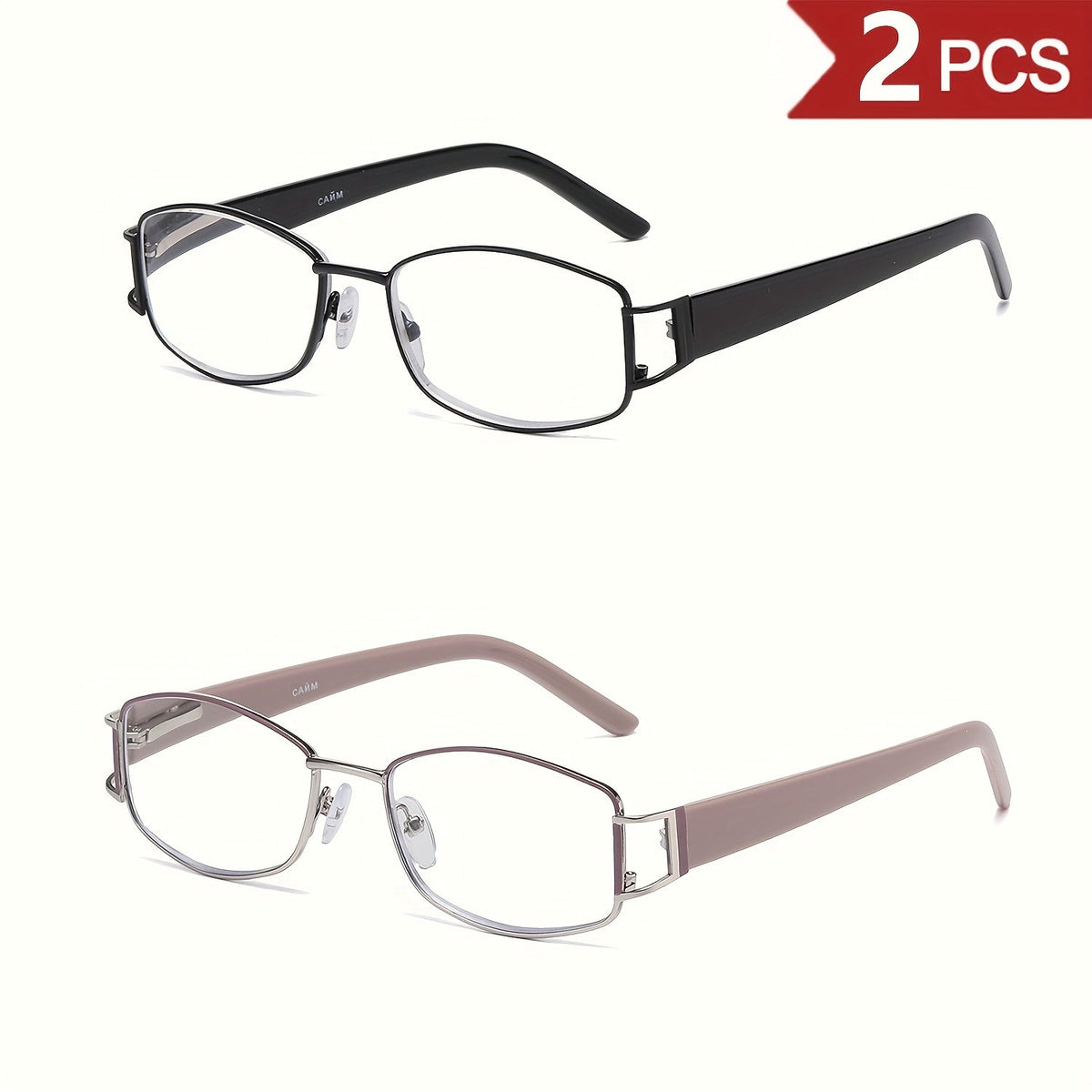 Reading Glasses - for Women 2 Pack - Rectangular Small Frame Light Luxury Geometric Design - product detail view 27