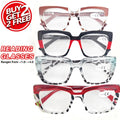 Reading Glasses 4-Pack Large PC Frames with Lens Design, Black and Three Leopard-Print Colors