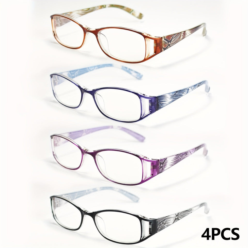 Reading Glasses - 4 Pairs Multicolor Rectangular Frame Presbyopia Readers Men Women +1.0 to - product detail view 12