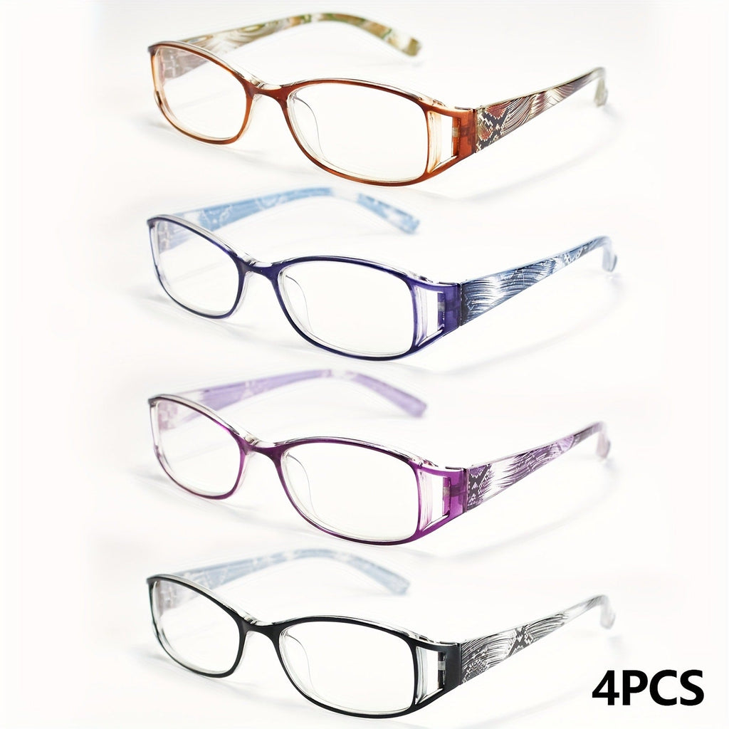 Reading Glasses - 4 Pairs Multicolor Rectangular Frame Presbyopia Readers Men Women +1.0 to - product detail view 17