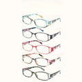 Reading Glasses 5-Pack Small Hollow Frames with Graffiti Prints and +1.00 to +4.00 Magnification Options