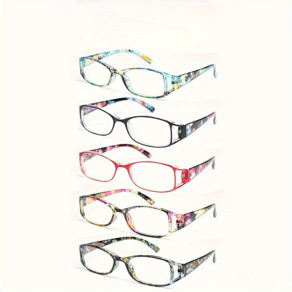 Reading Glasses - Women 5 Pack Fashion Hollow Graffiti Print Small Frame Readers +1.00 to - product detail view 5
