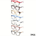Reading Glasses 7-Pack Colorful Large Square Frames with Seven Colors and +1.00 to +4.00 Options