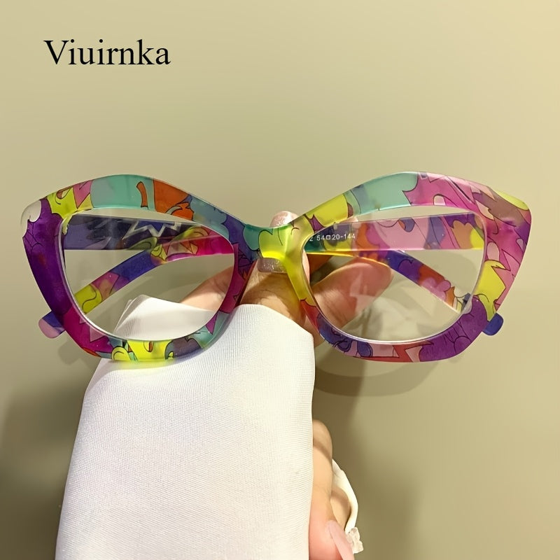Reading Glasses – Blue Light Blocking Glasses for Women Cat Eye Retro Square Colorful Frame PC Lenses Metal