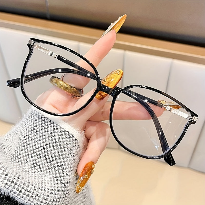 Reading Glasses - Blue Light Blocking Women Cat Eye TR90 Golden Chain Full Rim Oval Frame - product detail view 19