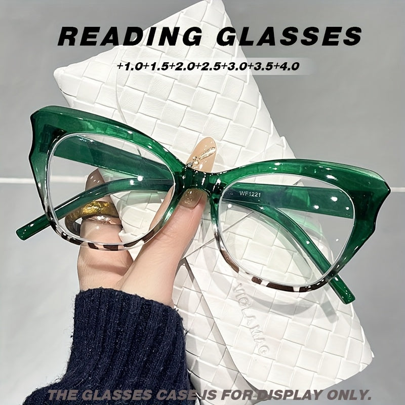 Reading Glasses Butterfly Cat-Eye PC Frames with Lens Design, Four Colors and +1.00 to +4.00 Options