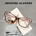 Reading Glasses Cat-Eye Color-Block Frames, Pink/Blue Colors and +1.00 to +4.00 Options for Close-Up Reading Tasks