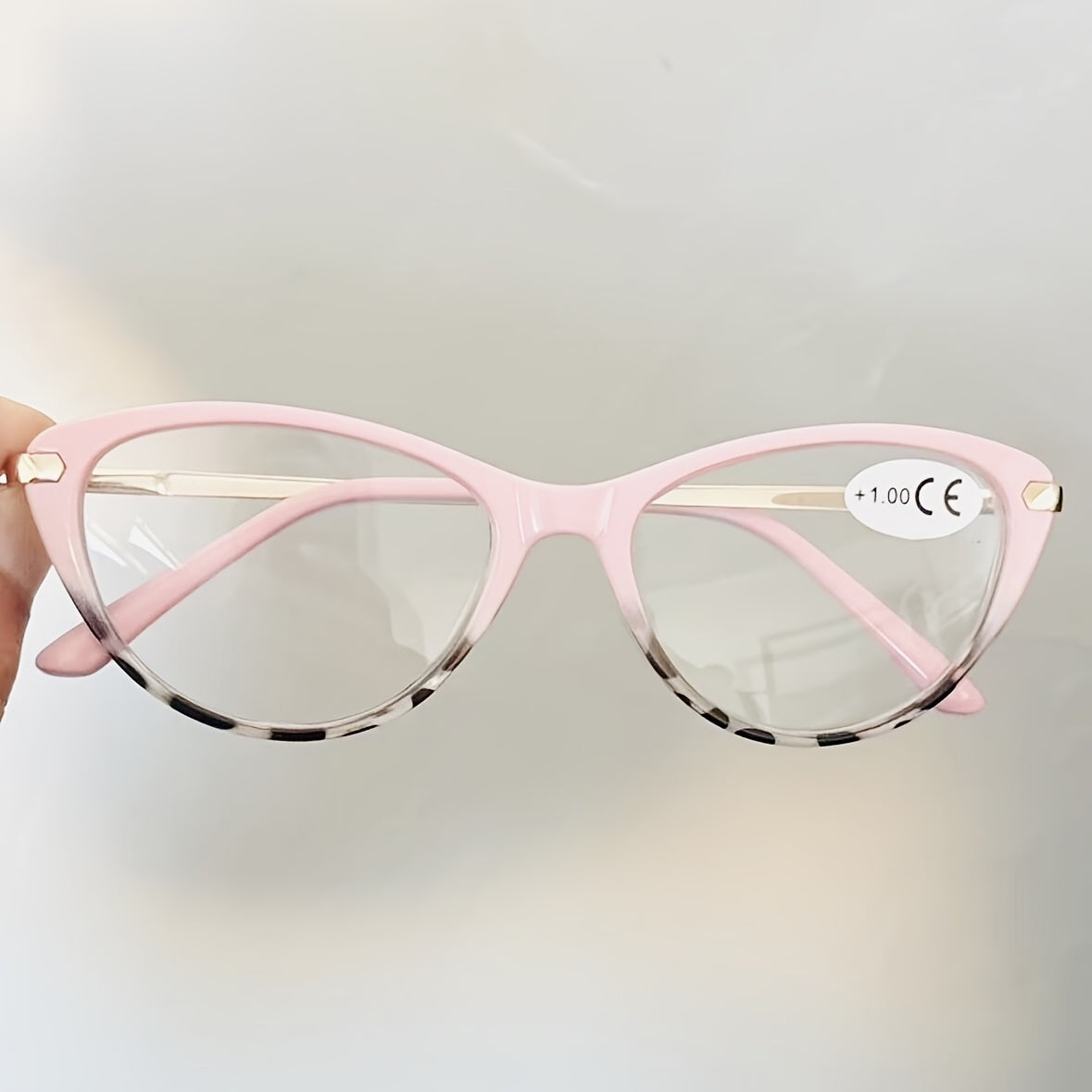 Reading Glasses - Cat Eye for Women HD Lenses Retro Design Spring Temple Pink Leopard Black - product detail view 11