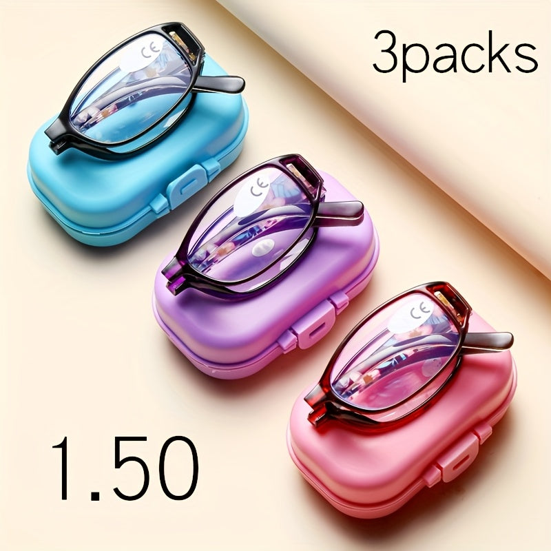 Reading Glasses - Folding 3 Pack Unisex Portable Compact Elegant Business Style Mixed Colors - product detail view 19