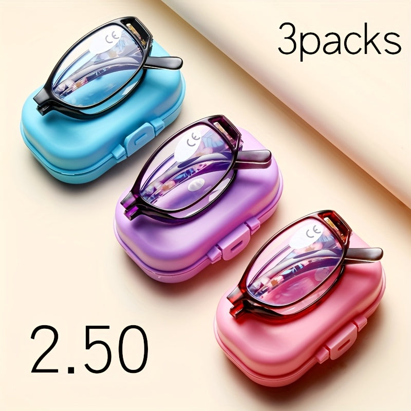 Reading Glasses - Folding 3 Pack Unisex Portable Compact Elegant Business Style Mixed Colors - product detail view 21