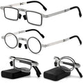 Reading Glasses – Two-Pair Folding Stainless-Steel Reader Set with Case and Strap with Multiple Strength and Color Options