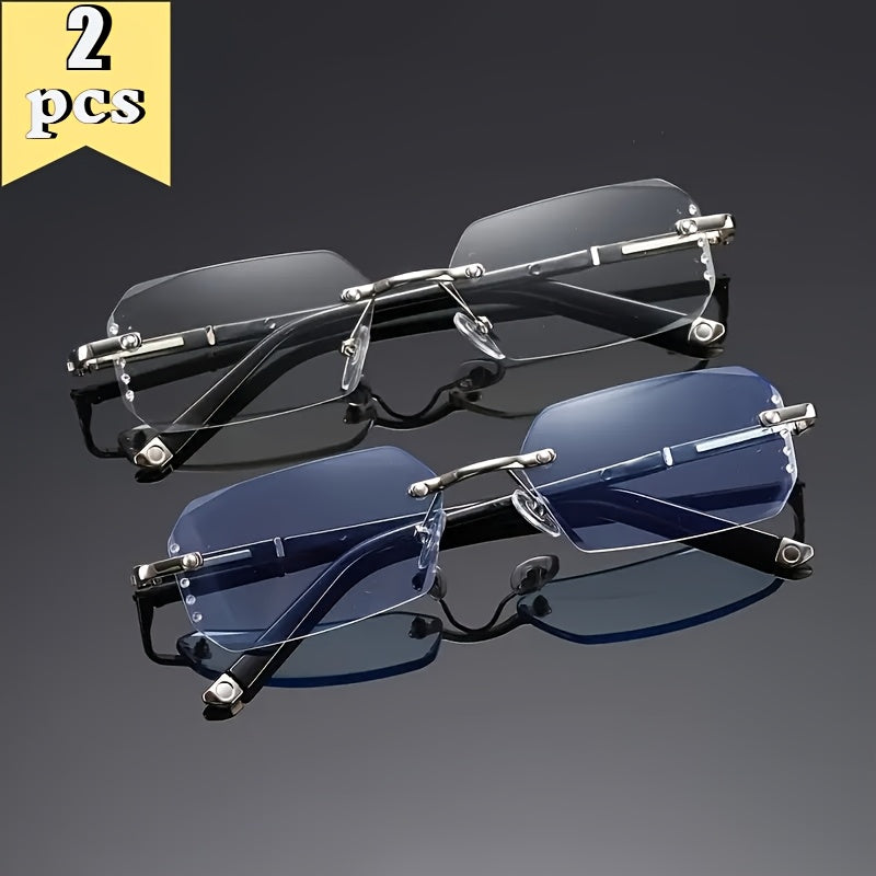 Reading Glasses - Frameless for Men Women Retro Elegant Lightweight Eyewear for , Phone & - product detail view 12
