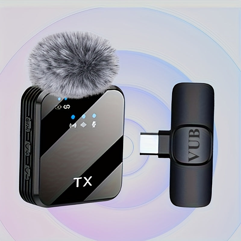 Recording Microphone Wireless Lavalier Kit with USB-C Receiver, One or Two Transmitters and 25m Range