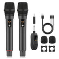 Recording Microphone Dual Wireless Handheld Set with 6.35mm Receiver, 100ft Range and Channel Controls