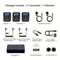 Recording Microphone 2.4GHz Lavalier System with 48kHz 24-Bit Audio and One- or Two-Transmitter Kits