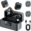 Recording Microphone Dual Mini Wireless Kit with Charging Case, 98ft Range and DSP Noise Reduction