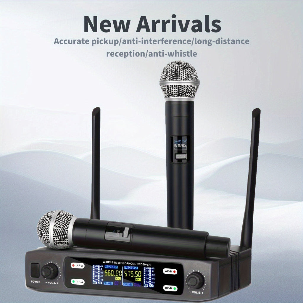 Recording Microphone Dual-Channel Wireless System with 6.35mm Output and Three Mic Configurations