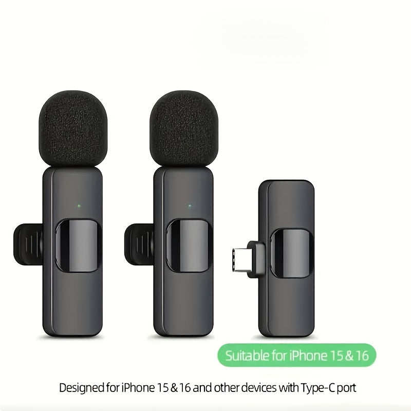 Recording Microphone Wireless Lavalier Sets with USB-C Receiver and Two- or Four-Transmitter Options
