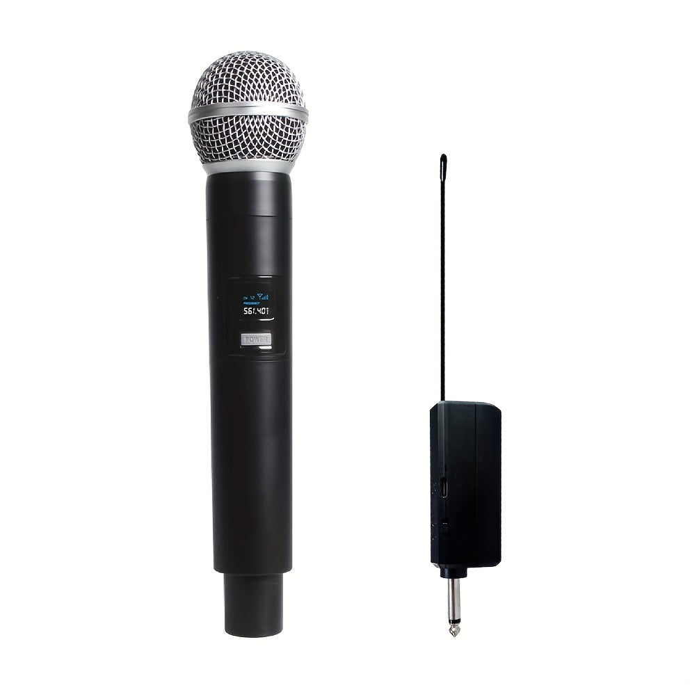 Recording Microphone Rechargeable Wireless Handheld Set with 6.35mm Receiver and Single or Dual Mic Options