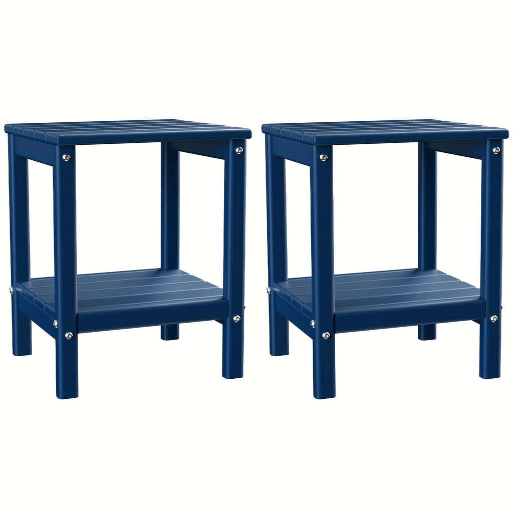 Outdoor Side Table by Furn Mivo, Rectangular HDPE Design with Lower Shelf and One-, Two- or Four-Piece Options