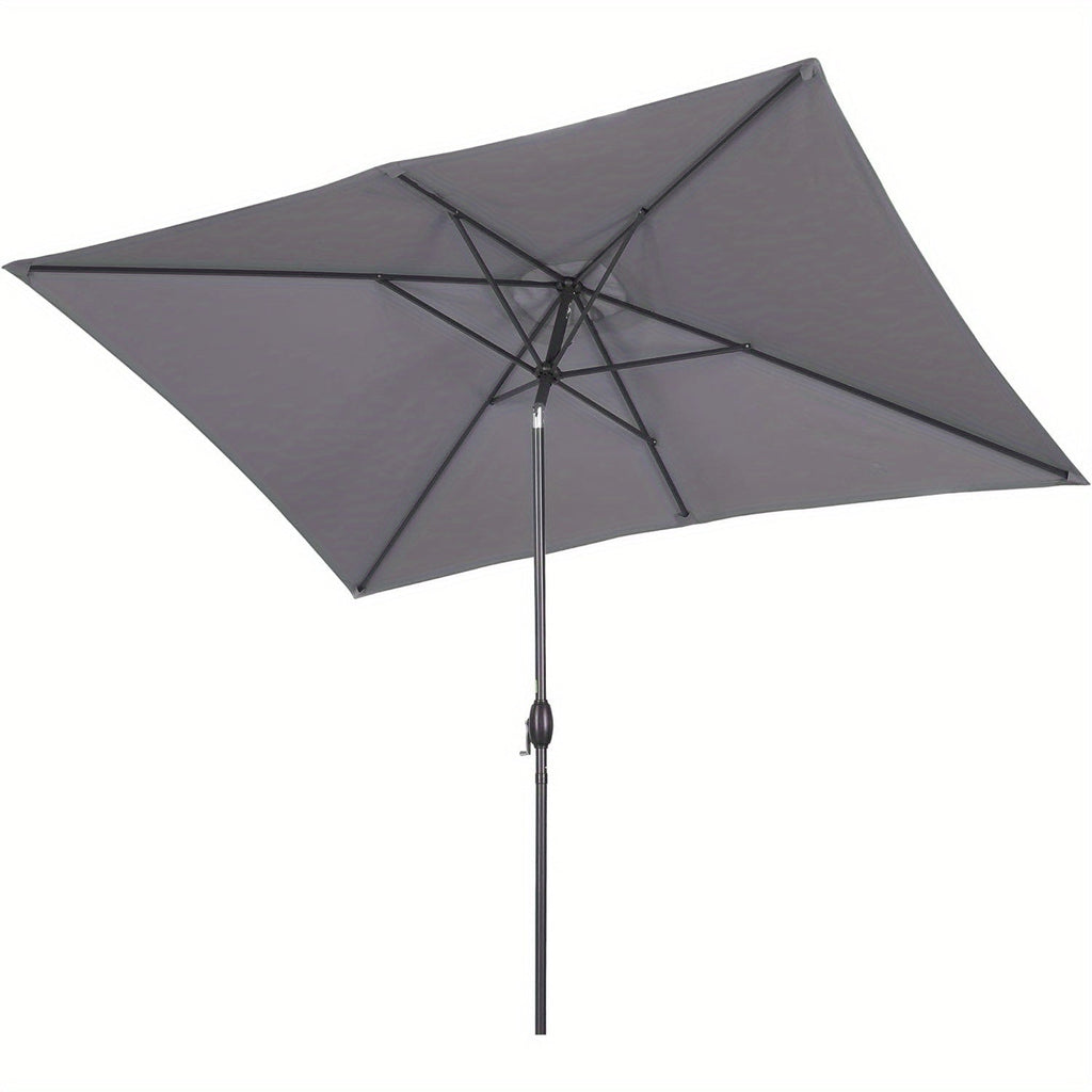 Patio Umbrella 6.5x10FT Rectangular Style with Aluminum Pole, Six Steel Ribs and Easy Crank