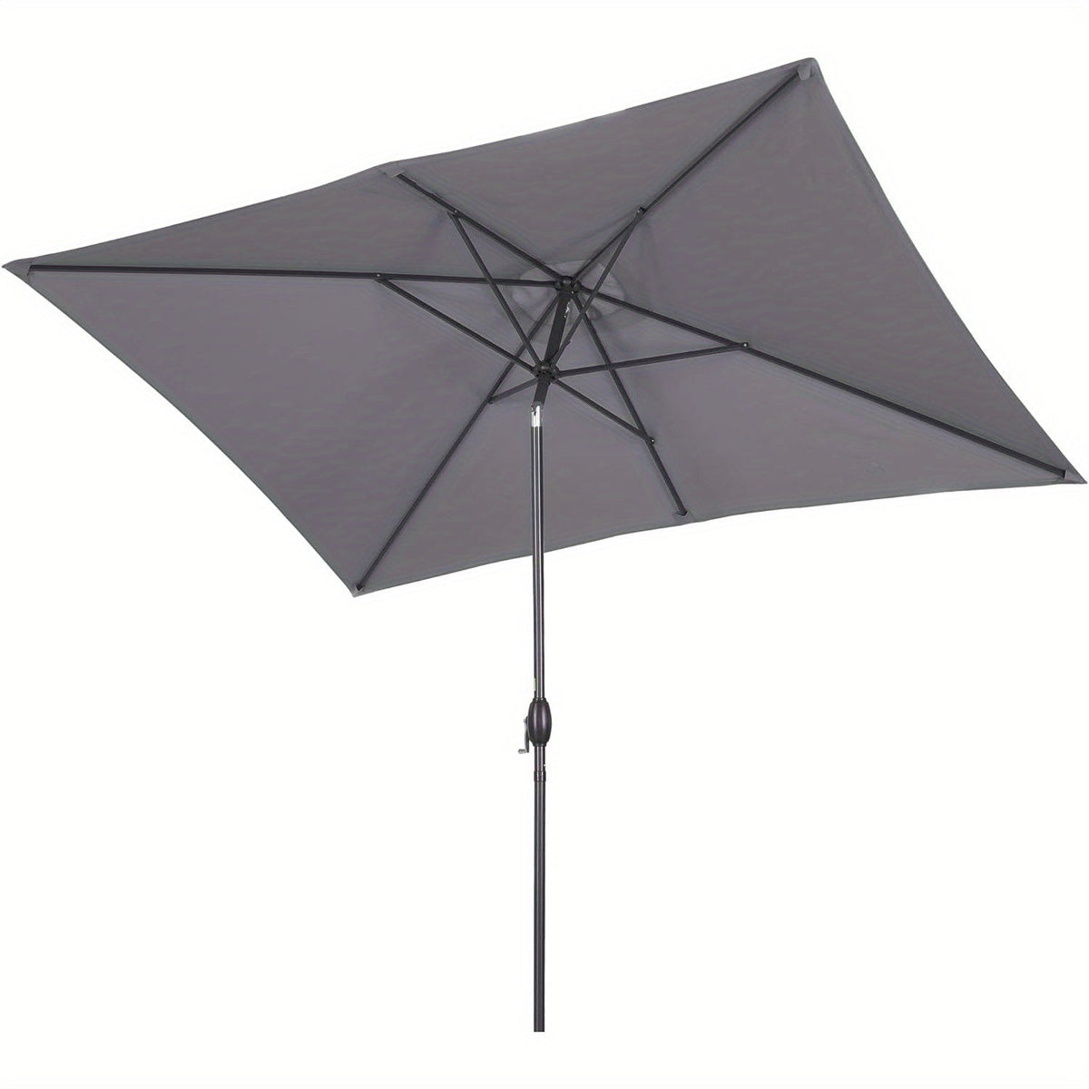 Patio Umbrella 6.5x10FT Rectangular Style with Aluminum Pole, Six Steel Ribs and Easy Crank