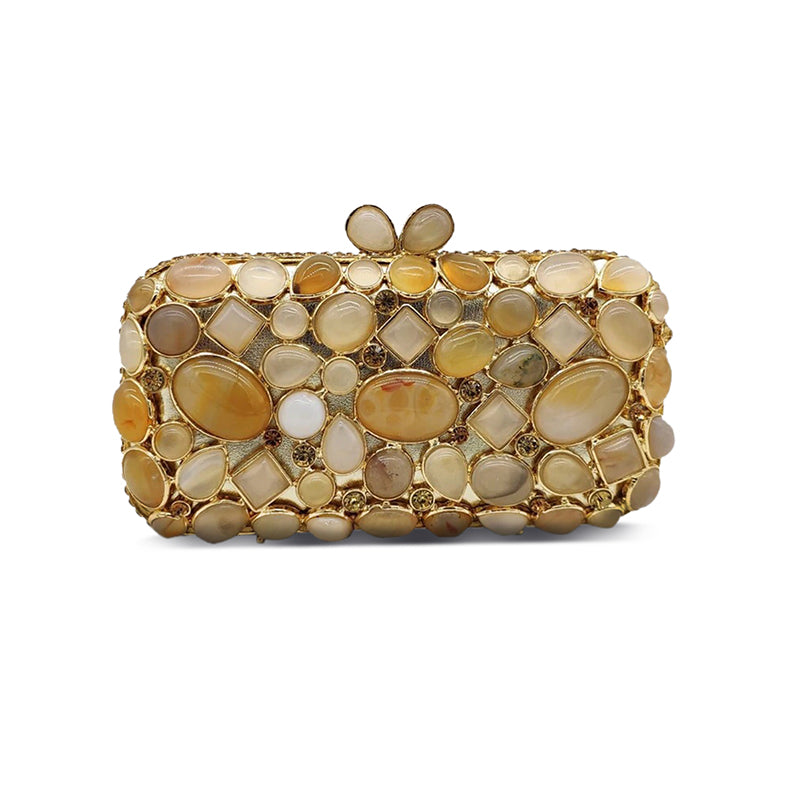 Agate Stone Evening Clutch Rhinestone Gemstone Bag Wedding Party