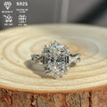 S925 Sterling Silver Ring with 2ct Oval Moissanite Center, Halo and Split Shoulders in US Sizes 5–10