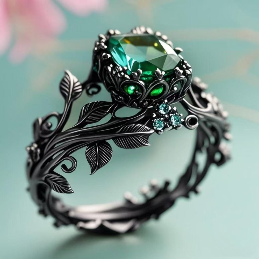 Rings for Women - Moissanite Ring S925 Silver - Vintage Leaf Totem Inlaid Moissanite Diamond - product detail view 8