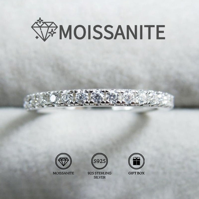 Silver-Tone Round Clear-Stone Band Ring with 0.1 CARAT Checkout Labels in Six Sizes from 5 to 10