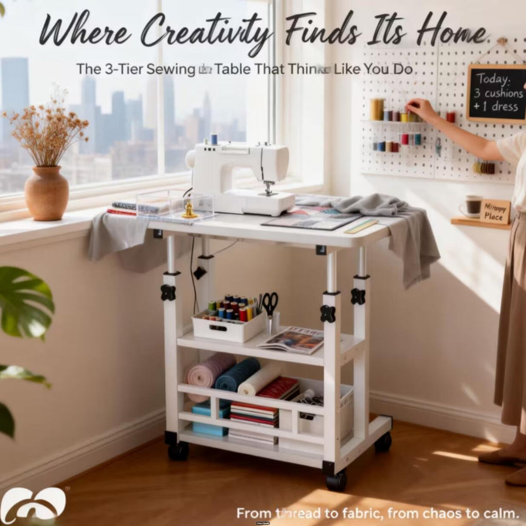 Rolling Adjustable Side Table with Adjustable Height and Locking Wheels for Living Room detail image - detail view 7
