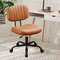 Rolling Faux Leather Desk Chair with Memory Foam and Armrests for Living Room