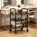 Rolling Metal Kitchen Storage Cart with Adjustable Height and Rolling Wheels