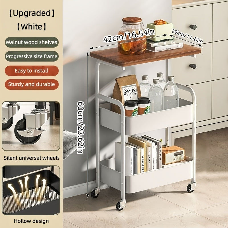 Rolling Metal Kitchen Storage Cart with Rolling Wheels for Organized Everyday Storage