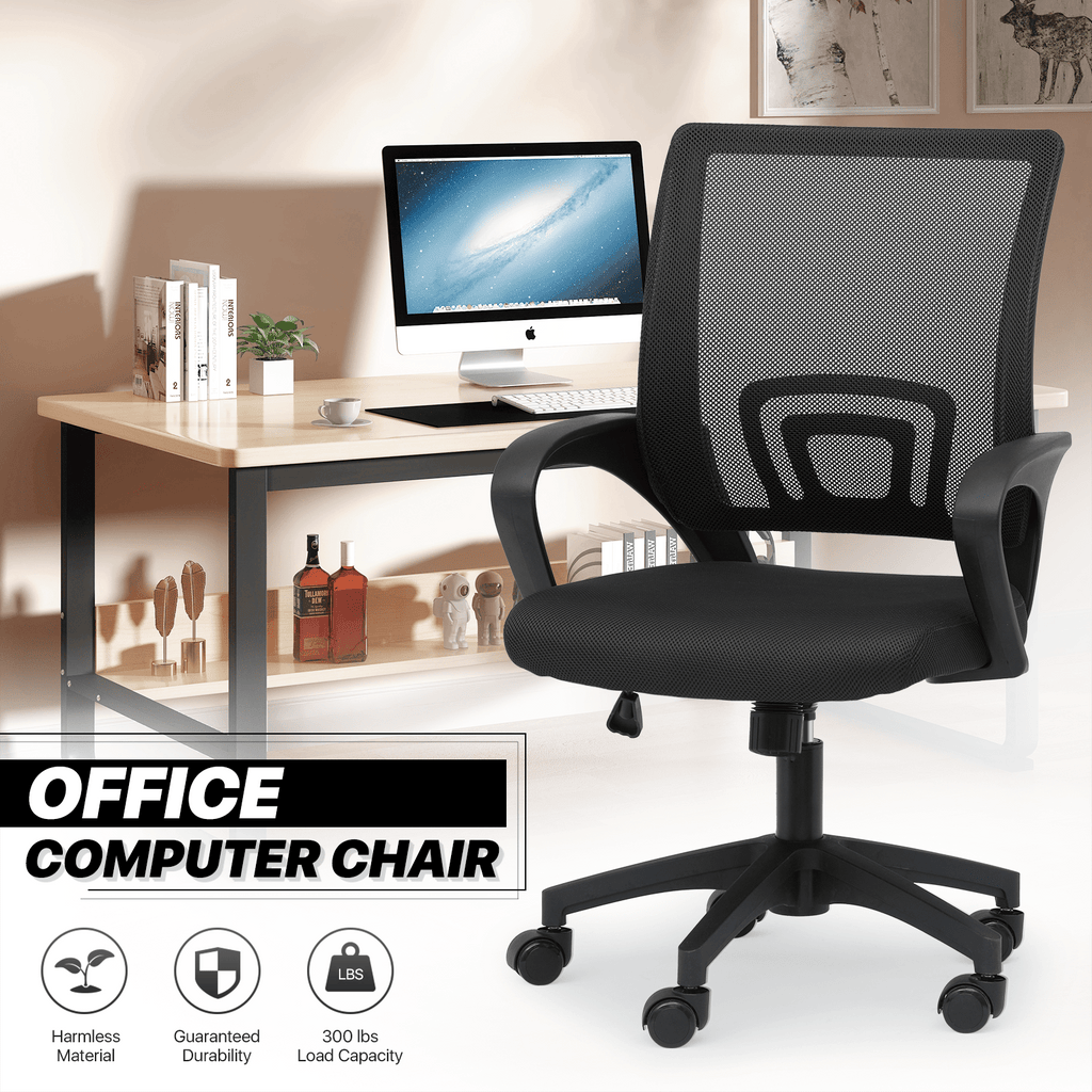 Office Chair Mid-Back Mesh Design with 3-Inch Sponge Seat, Tilt-Tension Control and Color or Bulk-Pack Options