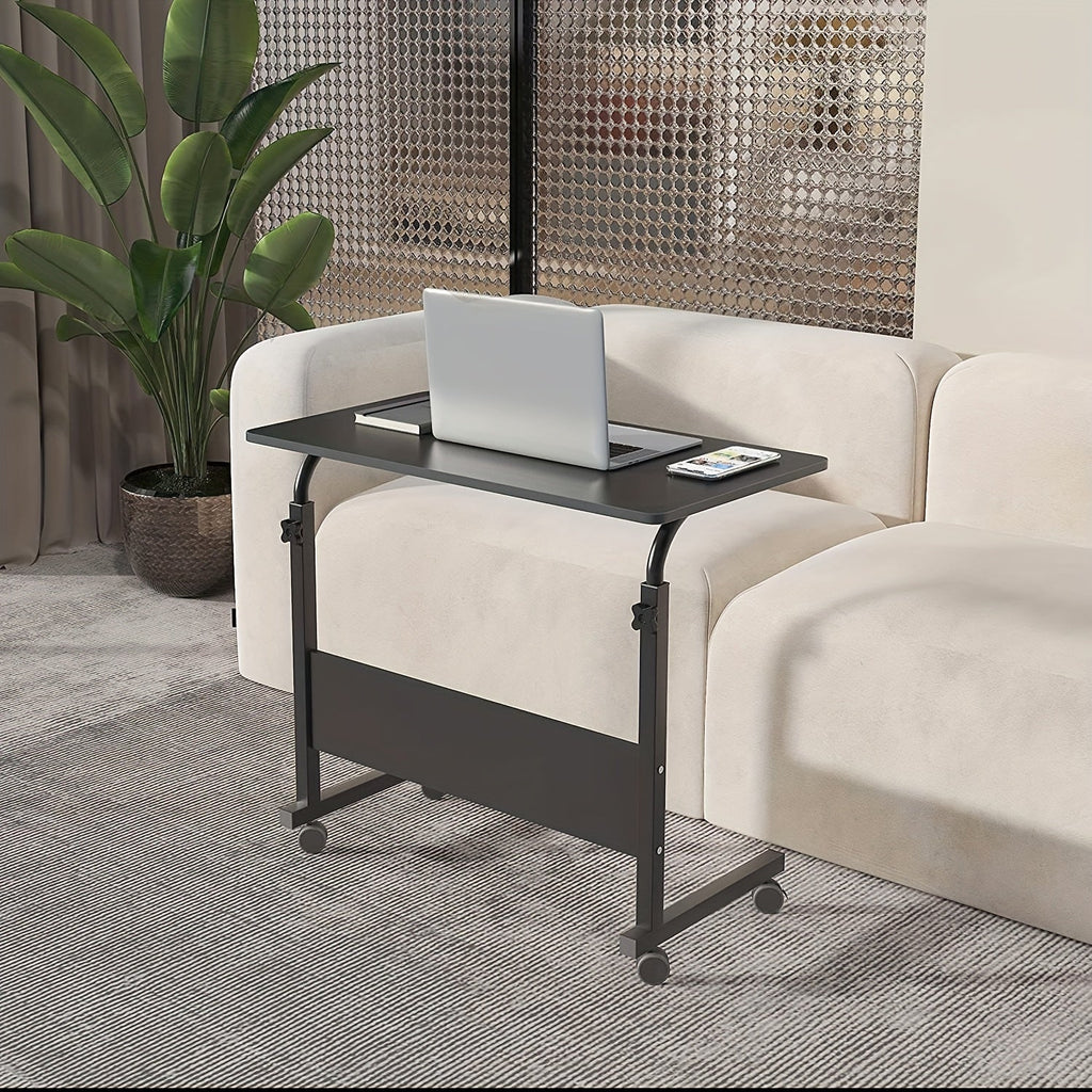 Rolling Overbed Table in Black 23.62-Inch or Silvery Gray Checkout with Adjustable-Height Frame