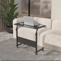 Rolling Overbed Table in Black 23.62-Inch or Silvery Gray Checkout with Adjustable-Height Frame