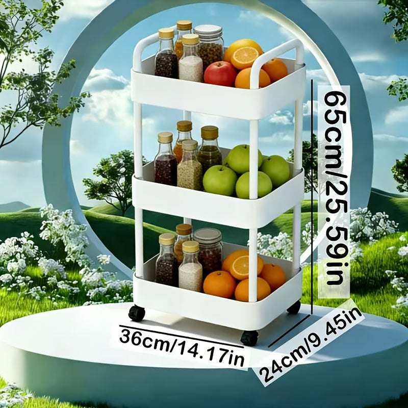 Multi-Tier Rolling Storage Cart with 3, 4 or 5 Shelf Levels in White or Black Source Configurations