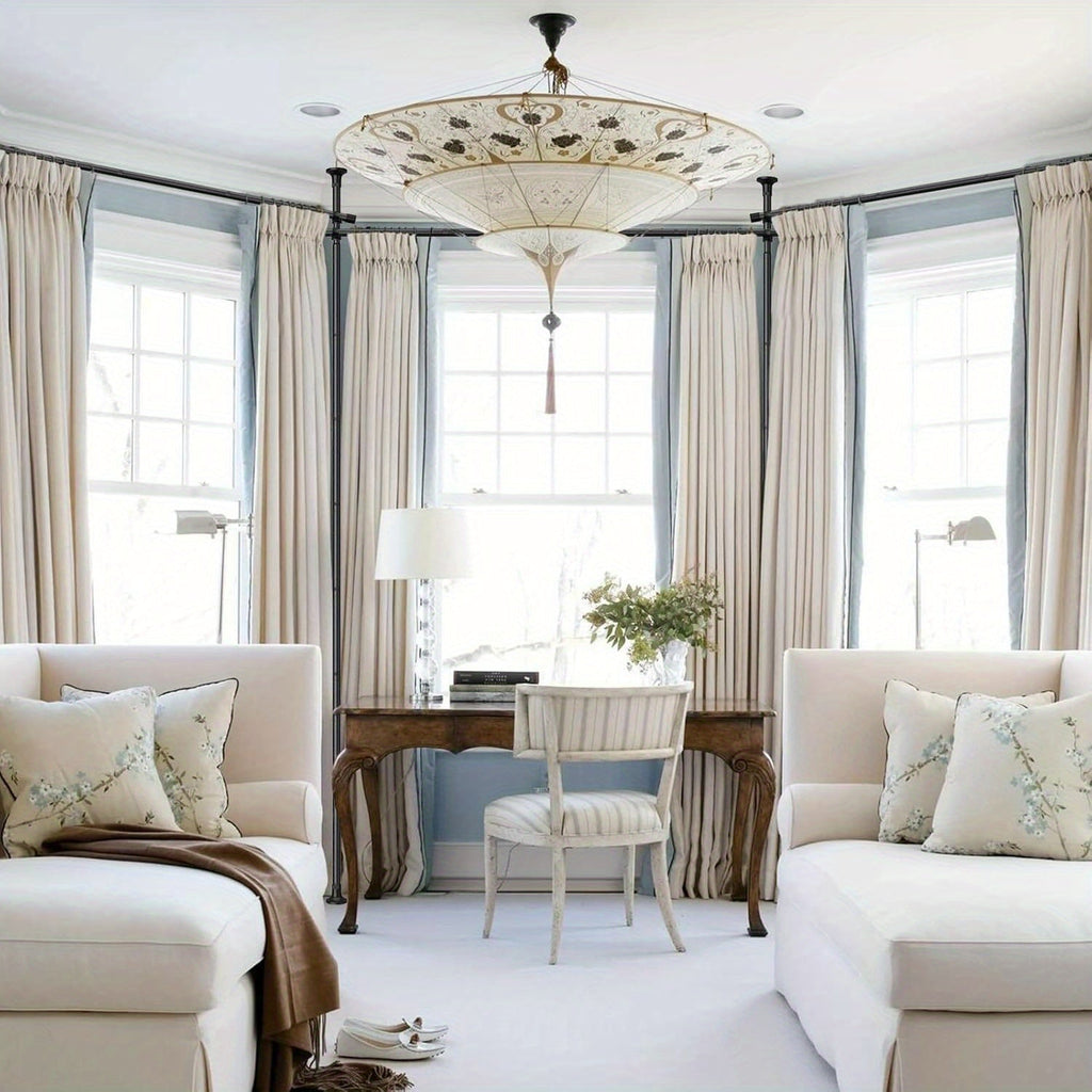 Room Divider Rod with Tool-Free Assembly and Added Privacy for Living Room