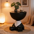 Round Character End Table with Hidden Storage, 16-Inch Top and Eight Color or Headscarf Options