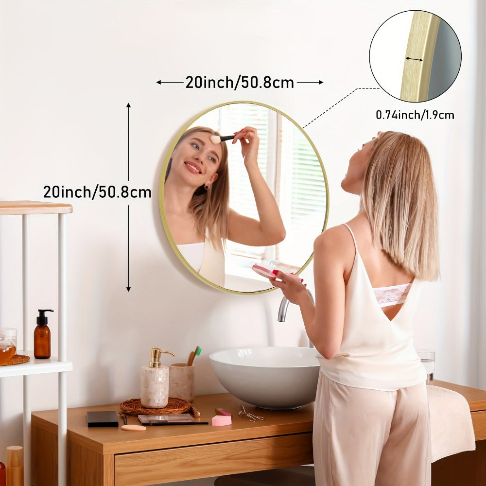 Round Metal Wall Mirror, Entryway Accent Mirror for Dressing and Daily Routines detail image - detail view 4