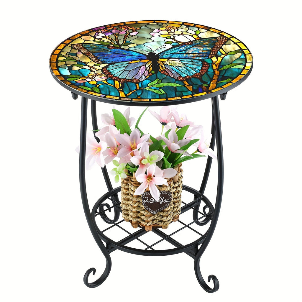 Round Outdoor Side Table, Adirondack Side Table for Outdoor Serving and Relaxation