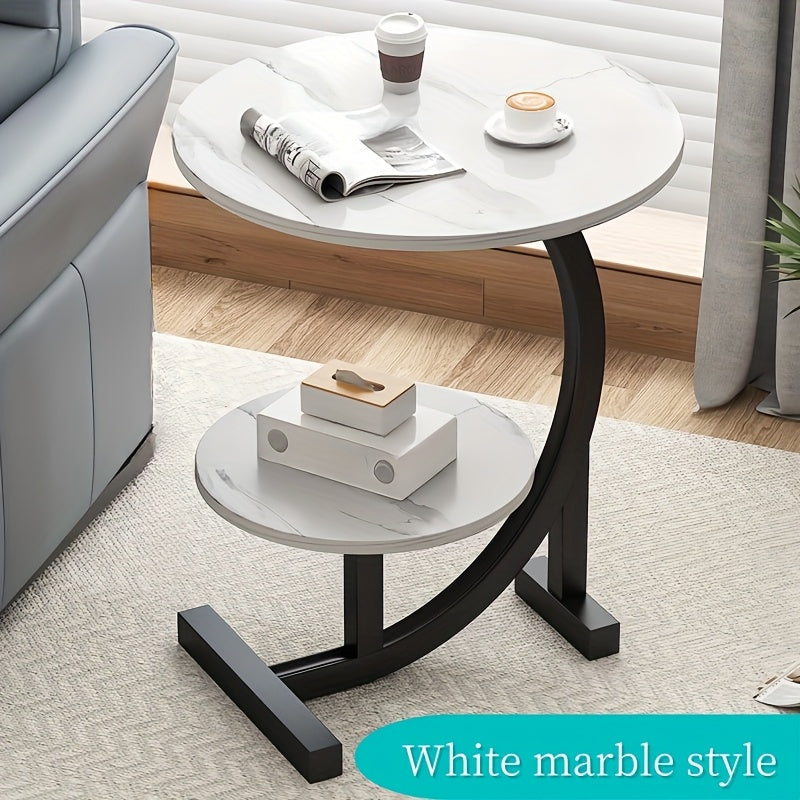 Side Table Round Solid Wood with Single- or Double-Layer Variants in White, Black and Brown Finishes