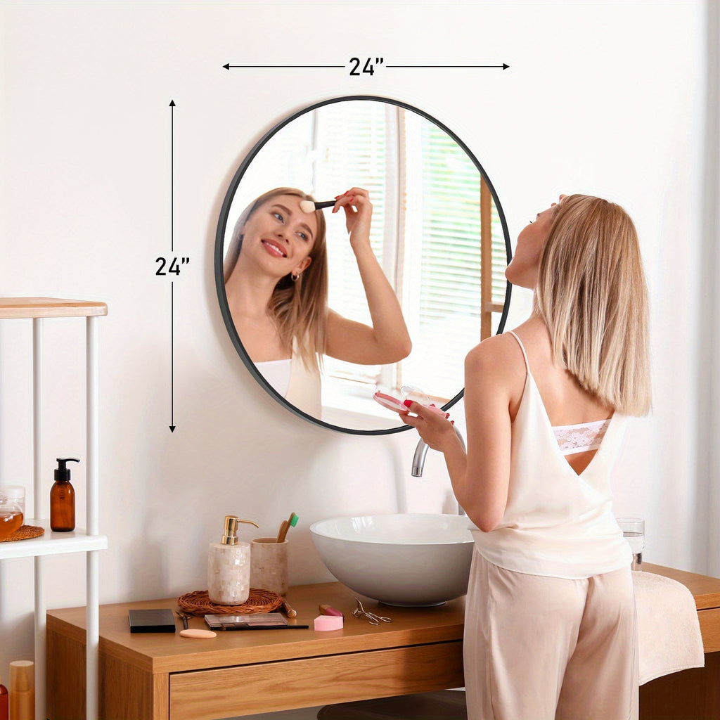 Round Wall Mirror, Entryway Accent Mirror for Dressing and Daily Routines
