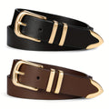 Belt Women’s 2-Pack Slim Waist Set with Gold Buckles, Multi-Color Combinations and S-2XL Sizes