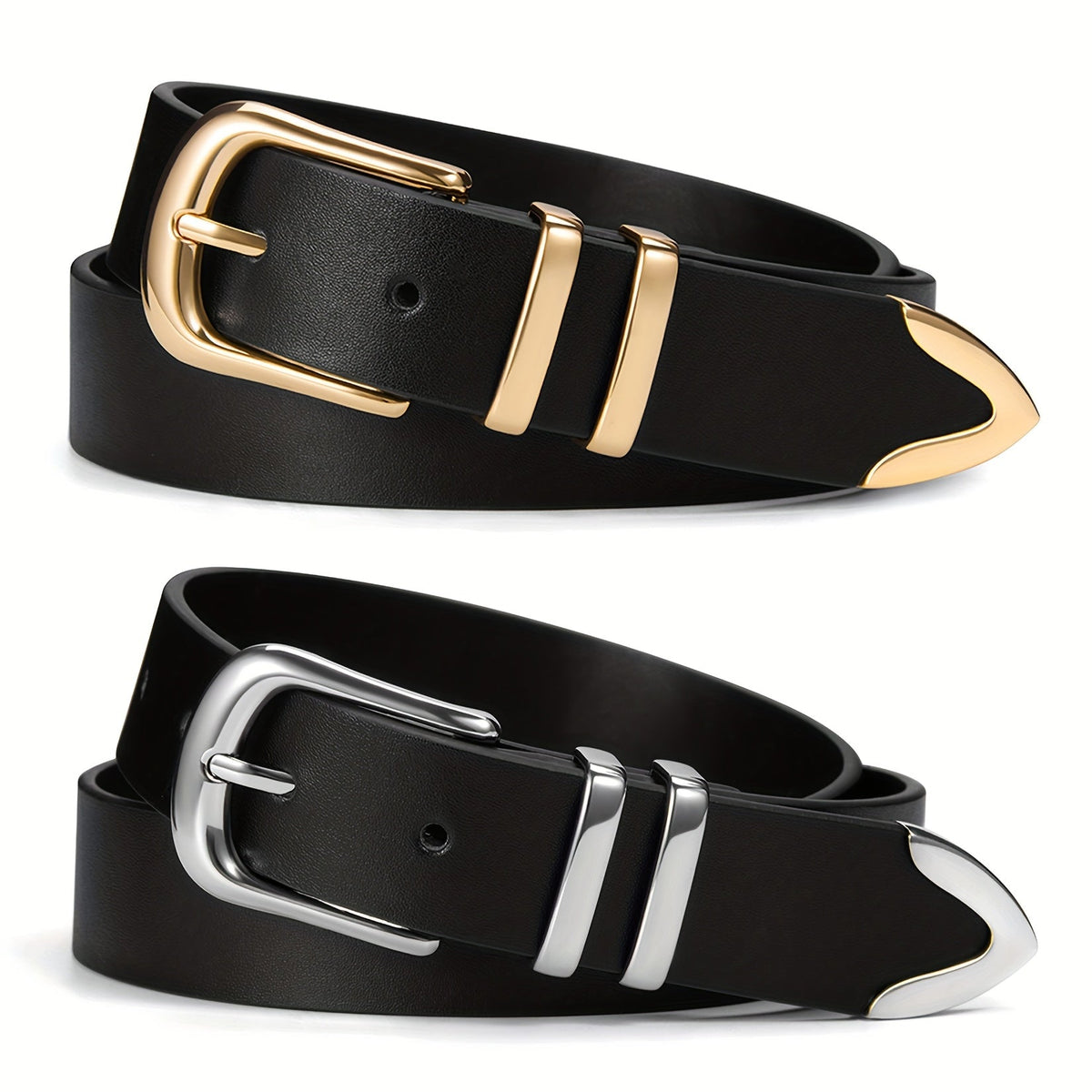 Women's Belt - 2-Pack 's Set Multi-Color Combination Versatile Waist for Dresses Pants - product detail view 38