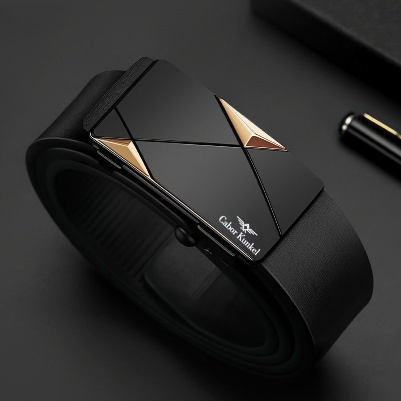 Men's Belt - Automatic Buckle Leather for No-Tooth Ratchet Design, One-Hand Closure - product detail view 9